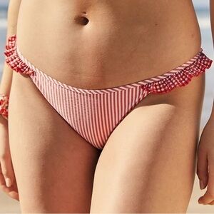 Aerie Gingham Stripped Ruffle Bikini Bottoms